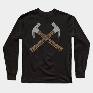 Crossed Hammer Tools Carpenter Mechanics Carpentry Long Sleeve T-Shirt